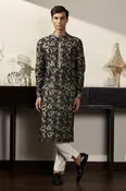 Black kurta with Ivory pajama