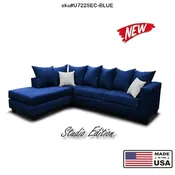2Pc Sectional Blue Studio Edition