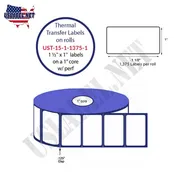 1.5'' x 1'' Thermal Transfer/Inkjet Labels on a 1 ''Core 4 ''OD.