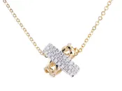 14K Gold X-Shape Diamond Necklace, 0.24 CT, Adjustable 16-18 Inch