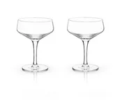 Angled Crystal Coupe Glasses, Set of 2