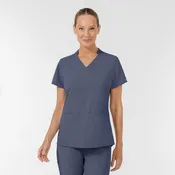 AURA Women's Allure V-Neck 2 Pocket Scrub Top - Slate Blue
