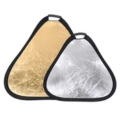 REFLEX CAMERA 2-in-1 Triangle Photography Reflector 30cm (11.8in) | Silver/Gold Reflective Surfaces | Single-Hand Grip | Portable Durable Light Reflector with Carrying Case
