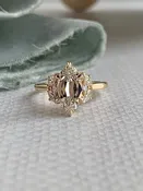 Amoret 2.02 ct Oval Mine Cut Lab Diamond .32ct Lab Diamond Accents 14k Yellow Engagement Ring