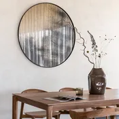 Aged Round Wall Mirror, 47.5", Bronze