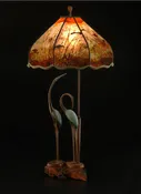 “Two Cranes Forever” Bird Lamp & “Grasslands” Mica Lampshade