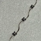 10kt White Gold Lady's Sapphire &amp;amp; Diamond Floret Bracelet