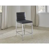 Amalfi Metal Back Bar Stool in Cobalt Leather