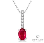 10kt White Gold Oval Shape Ruby & Diamond Pendant