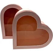 11" Floral Heart Box - Set of 2 - Pink