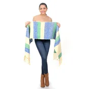 Coastal Breeze Woolen Blend Scarf - Beige Blue