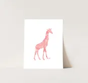Giraffe Pink Italian Paper - Giclée Print