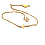 Bracelet- Gold chain bracelet with cross-14K solid