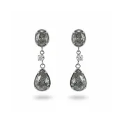 14kt Three-Stone Salt & Pepper Diamond Dangle Earrings