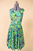 Green Floral Day Dress w/ Bow By Jay Herbert, S