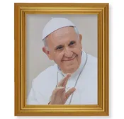 10" x 12" Gold Leaf Finish Beveled Frame with 8" x 10" Pope Francis Textured Art