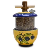 Ceramic Herb Mill - Loaded with genuine Herbes de Provence - Olives blue | Terres & Couleur