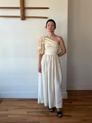 Alfred Bosand cream one shoulder gown