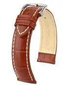 Alligator Embossed Ecru-Stitched Calfskin Modena Leather Watch Strap w/QR
