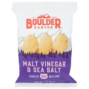 Boulder Canyon Malt Vinegar and Sea Salt Kettle Cooked Potato Chips 2 oz Pegged