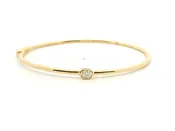 Bezel Set Oval Diamond Hinged Bangle Bracelet