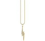 14K YELLOW GOLD LIGHTNING BOLT CHARM ON 18" LIGHT TIFFANY CHAIN