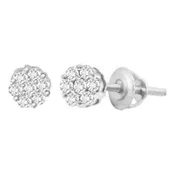 10k White Gold 1/4ct Round Flower Cluster Diamond Earrings