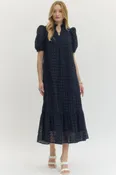 All Ruffled Up Dress - Navy