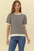 Ada Striped Short Puffed Sleeve Top