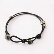 Knotted black Leather Bracelet