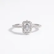 Emerald-Cut Halo Engagement Ring