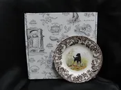 Spode Woodland Black Labrador Hunting Dog, England: NEW Salad Plate (s), Box