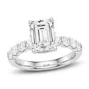 Certified Emerald-Cut Lab-Grown Diamond Engagement Ring 3-7/8 ct tw 14K White Gold