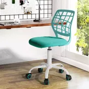 Adjustable Computer Task Chair with Plastic Backrest and Padded Seat Cushion, Swivel Chair with Wheels, Green
