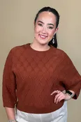 3/4 Sleeve Grid Stitch Sweater