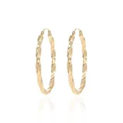 10K Yellow Gold Twist Hollow Hoop Earrings