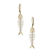 14K Diamond Fish Bone Earrings
