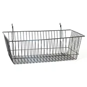 Basket 24″w x 12″d x 8″h fits slatwall and grid and pegboard  – black