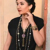 Amethyst Intaglio Tassel Necklace Jewelry Set N1396-N1427-N1441