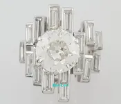 Antique Art Deco Old European Cut Diamond Engagement Ring 18k White Gold 3.88 ct