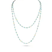 apatite cabochon ovals, mini bamboo link necklace,<br>in 18k yellow gold,<br>42 inch