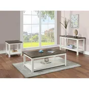3pc Cocktail Table Set in Brown/White - Dakota