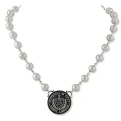 Veinte Centavo Genuine Cuban Coin Necklace with Freshwater Pearls in Sterling Silver (pre-1959)