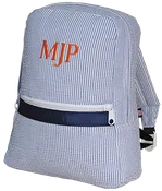 Monogrammed Blue Mint Seersucker Backpack — MOSTLY MONOGRAMS