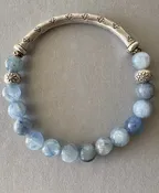 AAA Real Genuine Natural Light Blue Silver Kyanite Gemstone Bracelet 7 mm