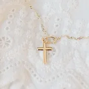14k Small Gold Cross With Chain