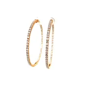 14k Rose Gold 5.95ctw Round Brilliant Diamond In & Out Hoop Earrings