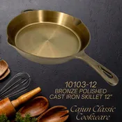 BRONZE HIGHLY POLISHED SKILLET 12″