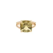 14K Rose Gold Special Cut Green Citrine on Braided Ring