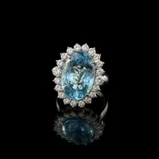 14K White Gold Aquamarine and Diamond Cocktail Ring — Trésor